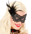 Black Eyemasks With Rose, Feathers & Gold Accents