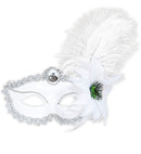White Eyemasks With Rose & Feathers