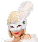 White Eyemasks With Rose & Feathers