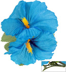 2 Light Blue Hibiscus Flowers Hair Clip