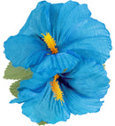 2 Light Blue Hibiscus Flowers Hair Clip