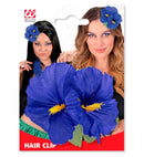 2 Blue Hibiscus Flowers Hair Clip