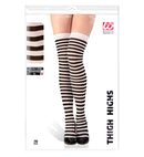 White-Black Striped Thigh Highs - 70 Den