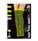Neon Yellow Striped Thigh Highs 70 Den