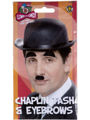 Chaplin Tash and Eyebrows Set Black Self Adhesive Costume Accessory 2