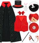 Magician  Vest, Bow Tie, Cape, Hat With Hidden Compartment, Magic Wand, Coin, Rabbit 
