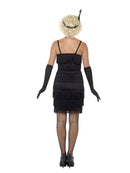 1920s Flapper Costume Delighted Girl Adult Black Short Cocktail Dress Headband Gloves 4