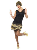 20s Fringed Flapper Costume Black Beaded Lace Front Dress 4