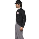 1920s Star Costume Charlie Chaplin Black Grey Trousers Jacket Mock Waistcoat Tie 4