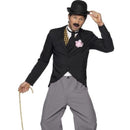 1920s Star Costume Charlie Chaplin Black Grey Trousers Jacket Mock Waistcoat Tie 2