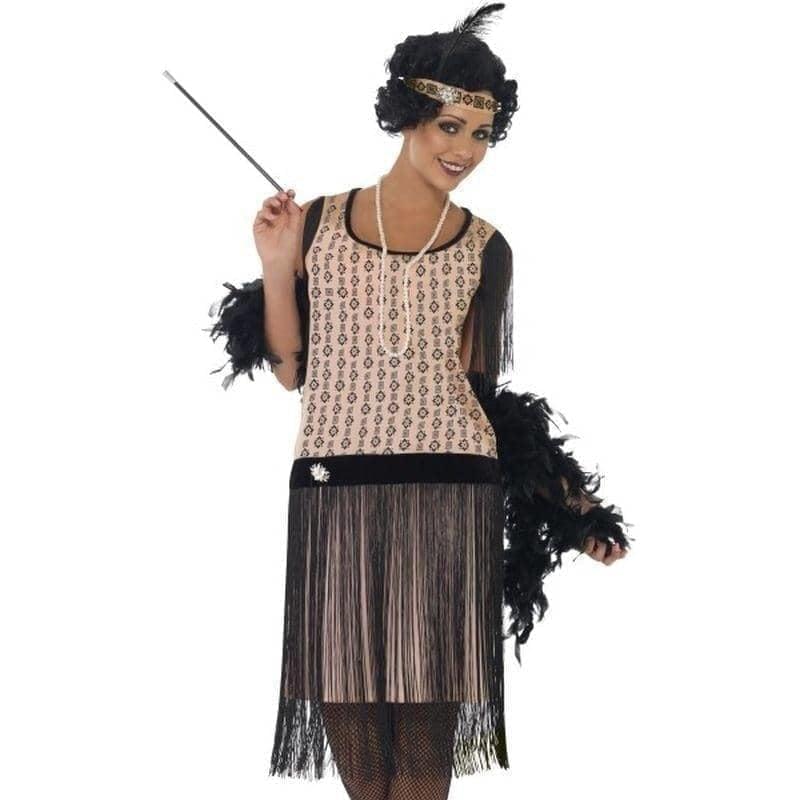 1920s Coco Flapper Costume Adult Pink Cocktail Dress