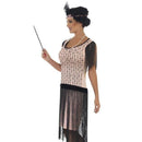 20s Coco Flapper Costume Adult Pink Dress Cigarette Holder Necklace Headpiece