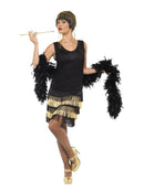 20s Fringed Flapper Costume Black Beaded Lace Front Dress 1