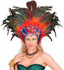 Tropicana Sequin Headdress With Multicolor Feathers