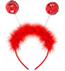 Red Sequin Head Bopper With Marabou