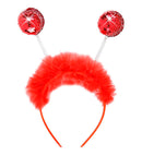Red Sequin Head Bopper With Marabou