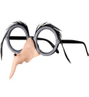 Glasses With Witch Nose & Black Feather Eyebrows