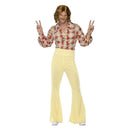 1960s Groovy Guy Costume Adult Tan Red Shirt High Waisted Trousers 4
