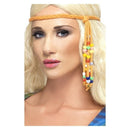 1960s Hippie Beaded Headband Adult Orange 2
