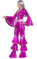 1970s Dancing Dream Costume Adult Pink Jumpsuit 3