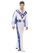 1970s Evel Knievel Daredevil Costume Adult White Blue Jumpsuit 2