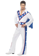 1970s Evel Knievel Daredevil Costume Adult White Blue Jumpsuit 1