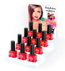 Display Box Of  12 Water Based Peel Off Red Nail Polishes 8 Ml
