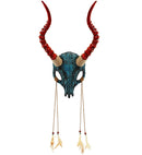 Mask Shaman Bull Skull With Horns And Feathers