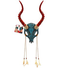 Mask Shaman Bull Skull With Horns And Feathers