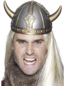 Viking Helmet Adult Silver Gold Horns Costume Accessory 1