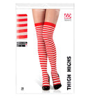 White-Red Striped Thigh Highs 70 Den