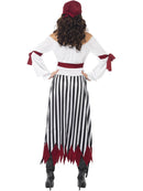Pirate Lady Adult Costume Elizabeth Swann Black and White Dress Red Arm Ties Belt and Headpiece 4