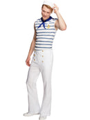 Fever Male French Sailor Costume Adult White Blue Top White Trousers and Blue Neck Scarf 1