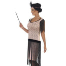 20s Coco Flapper Costume Adult Pink Dress Cigarette Holder Necklace Headpiece 3