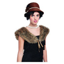 20s Deluxe Instant Kit Brown Hat Faux Fur Stole Adult Costume Accessory 1