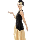 20s Gatsby Girl Costume Ladies Black Gold Dress 3