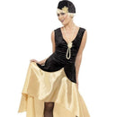 20s Gatsby Girl Costume Ladies Black Gold Dress 1