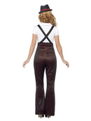 Glam Gangster Costume Black and Red Trousers White Top Mock Braces Neck Tie and Hat 4