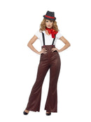 Glam Gangster Costume Black and Red Trousers White Top Mock Braces Neck Tie and Hat 1