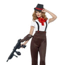 Glam Gangster Costume Black and Red Trousers White Top Mock Braces Neck Tie and Hat 2