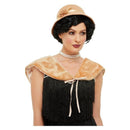 20s Instant Costume Kit Cream Hat Faux Fur Stole 1
