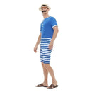 20s Bathing Suit Costume Adult Blue White 3 sm-50726XL MAD Fancy Dress