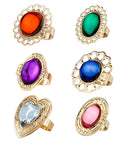 Ring With Gem 6 Styles And Colors Ass. - In Box