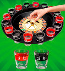 “Drinking Game Roulette Set”  Roulette Wheel, 16 Shot Glasses, 2 Steel Balls 