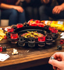 “Drinking Game Roulette Set”  Roulette Wheel, 16 Shot Glasses, 2 Steel Balls 