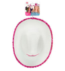 White Cowgirl Party Hat With Hot Pink Sequin Star