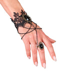 Lace Bracelet With Ring & Black Gems