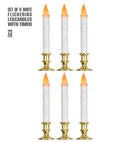 Set Of 6 White Flickering Led Candles With Timer 23 Cm