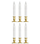Set Of 6 White Flickering Led Candles With Timer 23 Cm