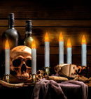 Set Of 6 White Flickering Led Candles With Timer 23 Cm